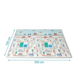 KioKids Tapete Mantita Plegable Vehículos Educativo Reversible Impermeable XPE Extra Grande 150x200 cm para Bebés +0 Meses
