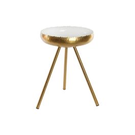 DKD Home Decor Mesita Auxiliar Moderno Blanco Dorado 43 x 61 x 43 cm