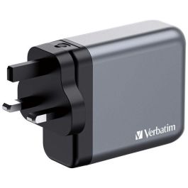 Verbatim Gnc-140 Cargador de Pared Gan 140W con 1x USB-A 3.0 y 3x USB-C 3.0