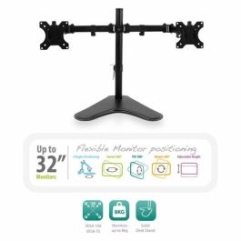 Ewent EW1536 Soporte para Mesa de 2 Monitores hasta 32 Pulgadas, VESA 75x75/100x100, Ajustable en Altura, Inclinación, Rotación y Giro, Ergonomico