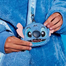 Loungefly Bolso Tote Disney Stitch Peluche con Monedero, Piel Vegana, Sherpa, Herrajes Metálicos Plateados