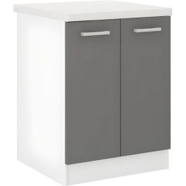 Ultra Gabinete de Cocina Base con Encimera Incluida, Gris, L 60 cm, 2 Puertas, 1 Estante, Melamina, Fabricación Europea