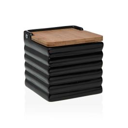 Salero con Tapa Versa Rayas Negro Cerámica Bambú Dolomita 11 x 11 x 11 cm Precio: 6.50000021. SKU: B1D8TYHFFQ