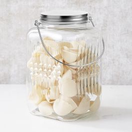 La Mediterranea Tarro de Vidrio con Tapa de Acero y Asa 2000 ml (2 L) - 13.2 x 13.4 x 18.4 cm (6 Unidades)