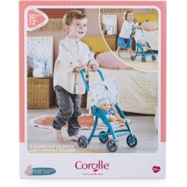 Corolle COR1710779722093 Cochecito Osito, Accesorio para Bebé de 30cm, Color Azul, Edad Recomendada +18 Meses