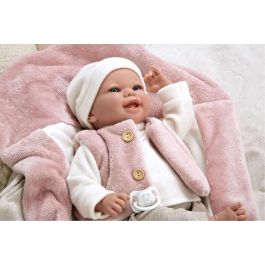 Muñecas Arias Muñeca Elegance Colin Rosa de 40 cm con Manta – Muñeco de Peso para Niños +3 Años