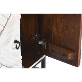 DKD Home Decor Mueble de TV con 4 Puertas y 1 Estantería, Madera de Mango y Metal, 180x40x60 cm, Blanco y Negro