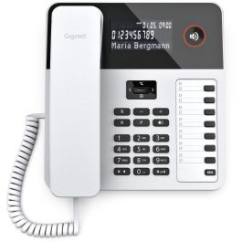 Gigaset DESK 600 Teléfono Analógico con Cable, Identificador de Llamadas, 100 Entradas, Blanco