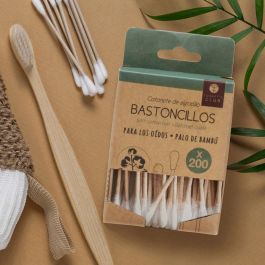 Cosmetic Club Juego de 200 Bastoncillos Oído Bambú Ecológicos Dispensador Cartón 7.5cm