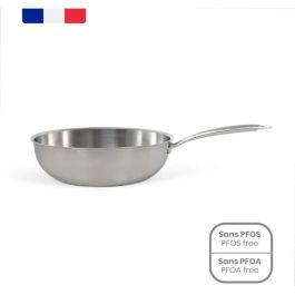 LIVOO MEP162 Wok de acero inoxidable Ø 28 cm – Compatible con todas las placas de cocción, incluida inducción y horno
