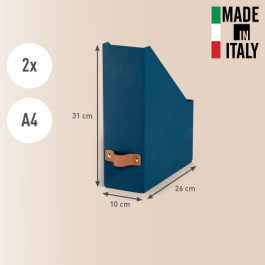 Leitz 24710068 - Pack 2 Revisteros de Cartón A4 Apilables, Color Azul, Ideales para Folletos, Catálogos y Revistas