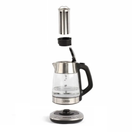 Livoo DOD165 Tetera Hervidor Eléctrico Inalámbrico Gris Temperatura Ajustable Mantenimiento Calor Base 360 Infusor Filtro Apagado Automático