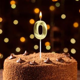 Party Time Vela de Aniversario Cifra 0 Oro 3,5x0,7 cm h.13 cm