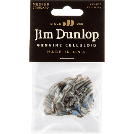 Dunlop Pack 12 Púas Guitarra Genuine Celluloid Abalón - Medium para un Sonido Equilibrado y Gran Resistencia