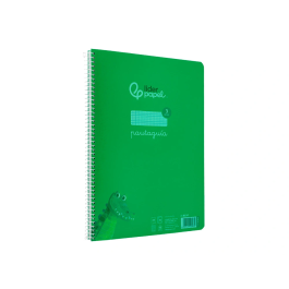 Liderpapel Cuaderno Espiral A4 Pautaguía Tapa Plástico 80 Hojas 90gr Cuadro Pautado 3mm Con Margen Color Verde