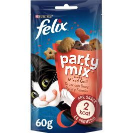 Purina Felix Party Mix Mixed Grill Sabor Pollo, Salmón y Buey - Golosinas para Gatos 8x60gr Precio: 21.2839. SKU: B1JKBWD3V9