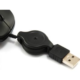 Equip 245103 Ratón Óptico USB Ambidextro 1000 DPI para Viajes Negro Cable Retráctil