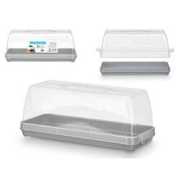 Porta Tarta Rectangular Gris Leknes 36x15 cm (12 Unidades)