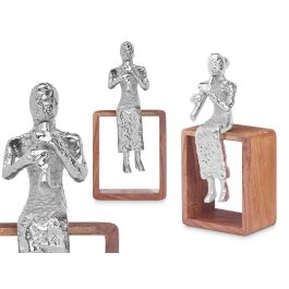 Figura de Metal Flauta Plata con Soporte de Madera Giftdecor 13x27x13 cm (6 Unidades) Precio: 58.49999947. SKU: B19GQ9KWSN