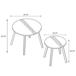 Home Deco Factory Juego de 2 Mesas Nido Bicolor Industriel Redondas Madera 60cm y 40cm