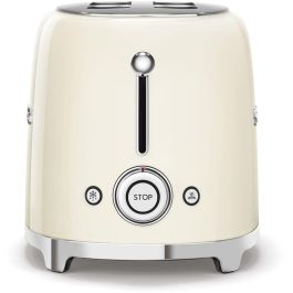 Smeg TSF02CREU Tostadora de 4 rebanadas en Acero color Crema con función descongelar y recalentar, 1500W