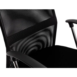 Q-connect Silla de Dirección Base Metal Respaldo Alto Regulable en Altura Piel y Malla Negro