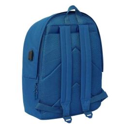 Safta Mochila Doble para Portátil 15,6" + USB Real Madrid Chica Azul 31x44x18 cm