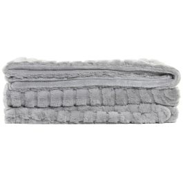 DKD Home Decor Manta Gris Claro Poliéster 170x130 cm 630 gsm para Sofá Estilo Urban (2 Unidades)