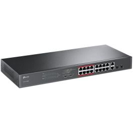 TP-Link TL-SL1218MP Switch PoE No Administrado 16 Puertos PoE+ Gigabit, 192W, Alcance Extendido 250m para Vigilancia IP, Rack 1U Negro
