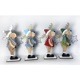 DKD Home Decor Figura Navidad Reno Alpina, Madera y Poliéster, Surtido de Colores (Azul, Granate, Gris, Verde) 41x22x5 cm (4 Uds.) Precio: 14.40384. SKU: B12QQDNS66
