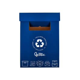 Liderpapel Contenedor Papelera Reciclaje Papel y Cartón 70 Litros Azul 450x350x650 mm