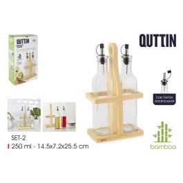 Set de 2 aceiteras de vidrio con soporte de bambú 250 ml Quttin - Inde (12 Unidades) Precio: 89.58999962. SKU: B1E8ZPE7Q6