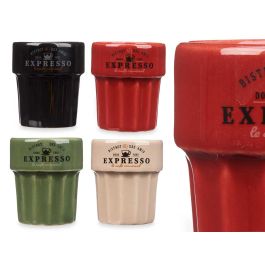 Vessia Vaso Expresso Loza 80 ml Colores Surtidos (Rojo, Crema, Negro, Verde) Apto Lavavajillas y Microondas 6x7x6 cm (Set de 36)