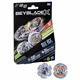 Hasbro HASG1686ES0 - Beyblade X Pack Doble: Gill Shark 4-70O y Pearl Tiger 3-60U, Trompos de Combate para 8+ Años