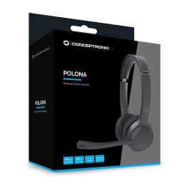 Conceptronic Auriculares Polona04B Inalámbricos Bluetooth 5.3 Negro con Micrófono Cancelación Ruido y 40h Batería