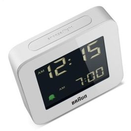 Braun BC-09-W Reloj Despertador Digital Blanco con Pantalla LCD Retroiluminada y Función Snooze