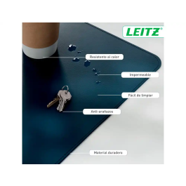 Leitz Alfombrilla de Escritorio Grande 80x40 cm Azul Oscuro, Protectora Impermeable para Teclado y Ratón