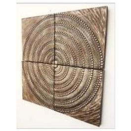 DKD Home Decor Set de 4 Decoración de Pared Moderna Dorado MDF Mango 80 x 3.5 x 80 cm