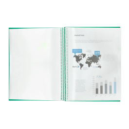 Liderpapel Carpeta Escaparate con Espiral 30 Fundas Polipropileno DIN A4 Verde