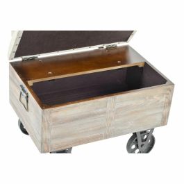 Banqueta DKD Home Decor Abeto Natural Negro Beige Poliéster (61 x 51 x 77 cm)