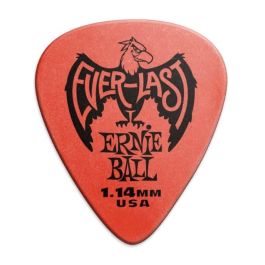 Ernie Ball Púas Everlast de Delrin Rojas 1,14 mm - Antideslizantes, duraderas y de colores vibrantes (12 Unidades)
