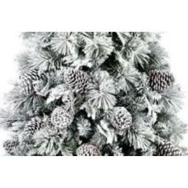 DKD Home Decor Árbol de Navidad Artificial Alpina Blanco 150 cm Alto 94x94 cm Base PVC LED 380 Ramas Luz Cálida