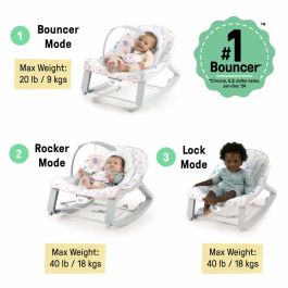 Ingenuity ING17377 Mecedora para bebé 3 en 1 Keep Cozy Burst - 3 posiciones - Arco con peluches extraíbles - Hasta 18 kg