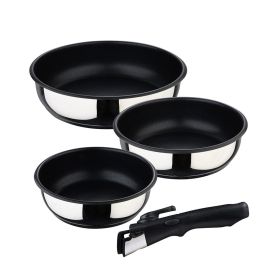 Set 3 sartenes (ø18x6cm/20x6cm/ø24x6,5cm) acero inoxidable click & cook bergner Precio: 60.5. SKU: B1BPFRNGSC