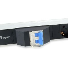 EQUIP Regleta 333312 19" 1U Horizontal Aluminio Negro 6 Salidas Tipo F con Interruptor y Cable 1.8m