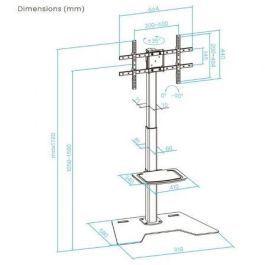 TooQ FS2284M-B Soporte de Suelo para TV de 37" a 70", Altura Regulable, Negro