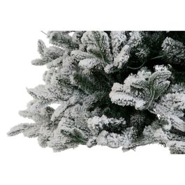 DKD Home Decor Árbol de Navidad Alpina Nevado Blanco y Verde con 500 LEDs, 210 cm de Alto, Desmontable para Exterior IP44