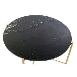 DKD Home Decor Mesa Centro Glam 81 x 44 x 81 cm Mármol Hierro Negro Dorado