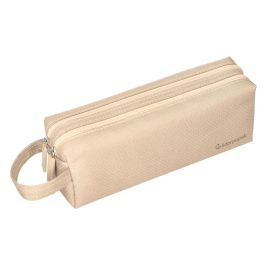 Estuche Portatodo Liderpapel Classic Rectangular Con Asa 2 Cremalleras 210 X80 mm Crema