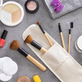 Set de Brochas de Maquillaje de Madera con Funda de Transporte Miset InnovaGoods 5 Unidades Set de Brochas de Maquillaje de Madera con Funda de Transporte Miset InnovaGoods 5 Unidades